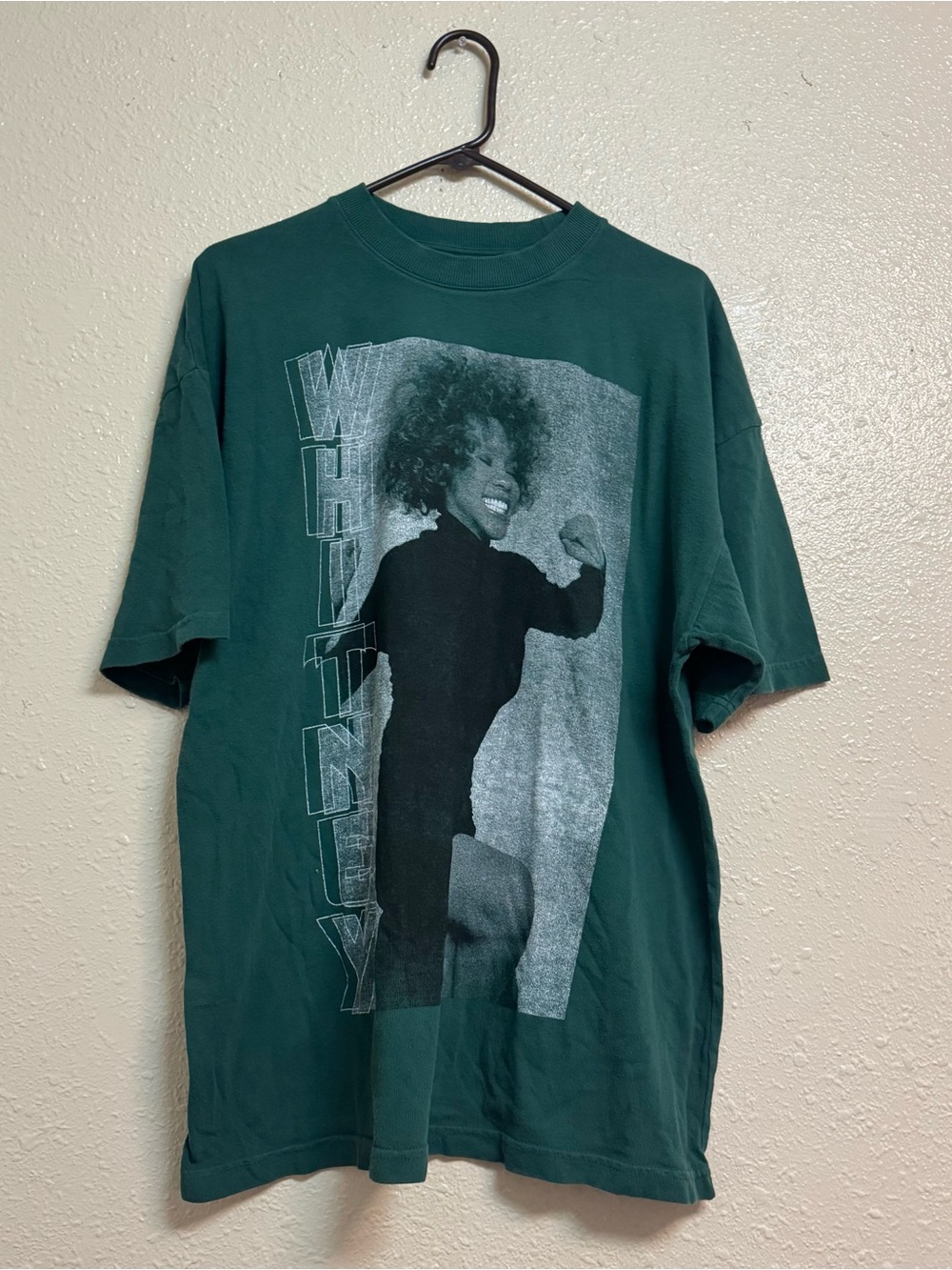 Whitney Houston Green Crew Neck T Shirt